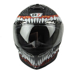 CASCO CERRADO R7 RACING ARROW COLMILLOS NEGRO MATE