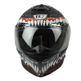 CASCO CERRADO R7 RACING ARROW COLMILLOS NEGRO MATE
