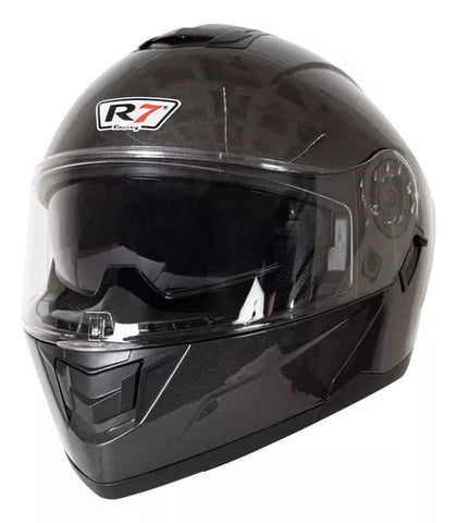 CASCO ABATIBLE R7 RACING ALFA DOBLE MICA DOT GRIS