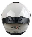 CASCO ABATIBLE R7 RACING ALFA DOBLE MICA DOT BLANCO