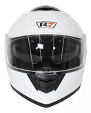 CASCO ABATIBLE R7 RACING ALFA DOBLE MICA DOT BLANCO