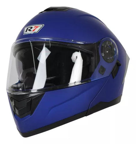 CASCO ABATIBLE R7 RACING ALFA DOBLE MICA DOT AZUL MATE