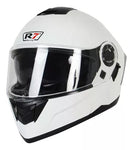 CASCO ABATIBLE R7 RACING ALFA DOBLE MICA DOT BLANCO