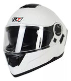 CASCO ABATIBLE R7 RACING ALFA DOBLE MICA DOT BLANCO