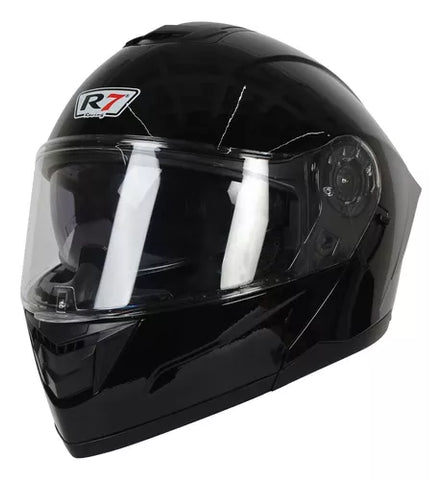 CASCO ABATIBLE R7 RACING ALFA DOBLE MICA DOT NEGRO