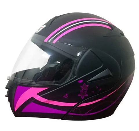 CASCO ABATIBLE R7 MD-808 DOT N/ROSA
