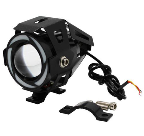 Faro delantero auxiliar LED negro alta/baja Ojo de angel multicolor Promoto