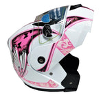 CASCO ABATIBLE R7 RACING MD-903 DOBLE MICA BCO/ROS