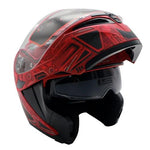 CASCO ABATIBLE R7 RACING UNSCARRED MILITAR DOBLE MICA DOT ROJ/NGO/MATE