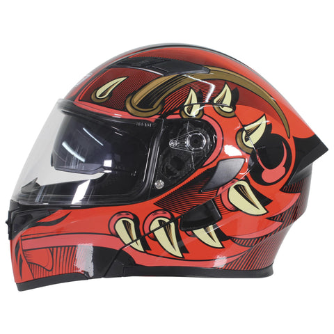 CASCO ABATIBLE R7 RACING UNSCARRED SPIKE DOBLE MICA DOT ROJ/NGO