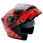 CASCO ABATIBLE R7 RACING UNSCARRED SPIKE DOBLE MICA DOT ROJ/NGO