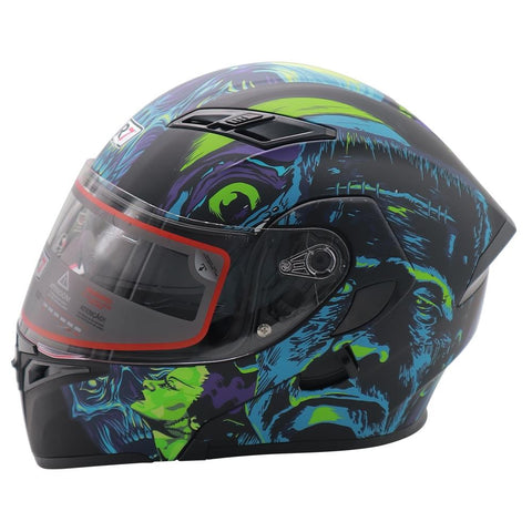 CASCO ABATIBLE R7 RACING UNSCARRED FRANK DOBLE MICA DOT NGO/CELESTE/VDE/MATE
