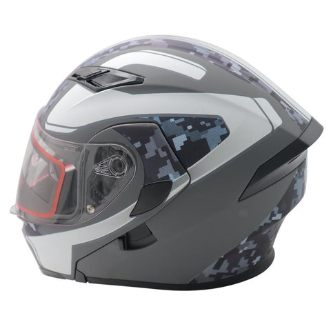 CASCO ABATIBLE R7 RACING UNSCARRED CARGO DOBLE MICA DOT GRS/BCO/MATE