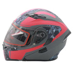 CASCO ABATIBLE R7 RACING UNSCARRED CARGO DOBLE MICA DOT GRS/ROJ/MATE