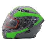 CASCO ABATIBLE R7 RACING UNSCARRED CARGO DOBLE MICA DOT GRS/VDE FLUO/MATE