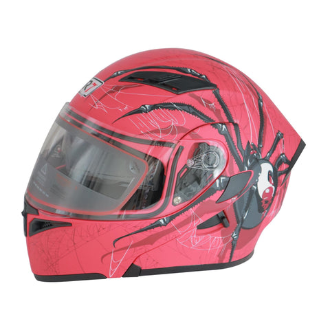 CASCO ABATIBLE R7 RACING UNSCARRED SPIDER DOBLE MICA DOT NGO/ROJ/BCO/MATE