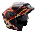 R7 RACING UNSCARRED SKULL CHAIN DOBLE MICA DOT  ROJ/BCO/AMA/NGO/MATE