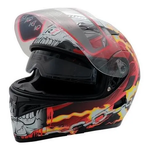 R7 RACING UNSCARRED SKULL CHAIN DOBLE MICA DOT  ROJ/BCO/AMA/NGO/MATE
