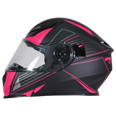 CASCO ABATIBLE R7 RACING EXPERT DOBLE MICA DOT  NGO/ROSA/MATE
