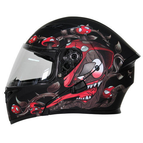 CASCO ABATIBLE R7 RACING UNSCARRED FUNGUS DOBLE MICA DOT  NGO/GRS/ROJ/MATE